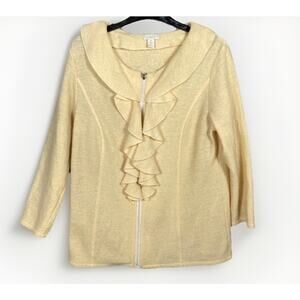 Tweeds 100% Boiled Wool Cardigan Women’s 1X Vintage Butter Color Coquette
